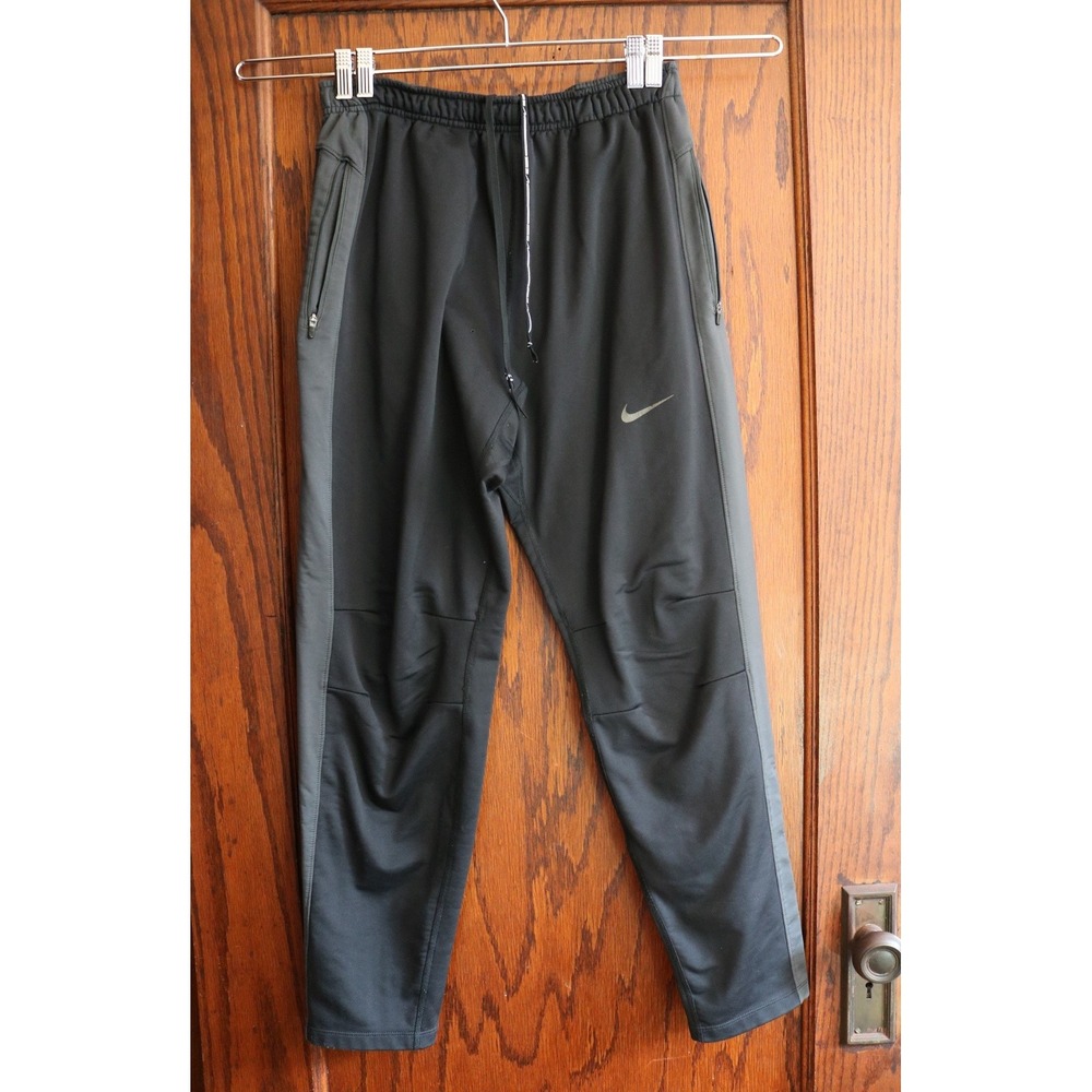 NIKE DriFIT Running Pants Joggers Men Small Black Gray Zipper Ankle Activewear
